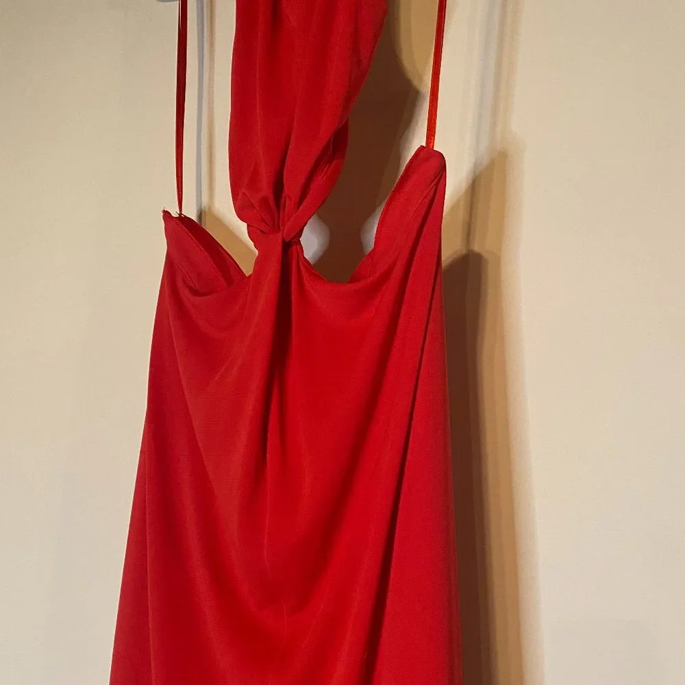 Coral Red Cut Own Gown Perfect For Beach Weddings - Picture 2 of 3